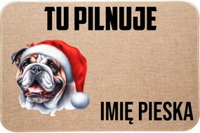 Karácsonyi vászon Lábtörlő itt Őrök Név: Bulldog