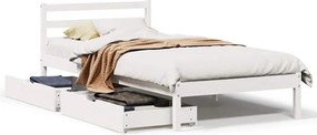 vidaXL fehér tömör fenyőfa ágy matrac nélkül 75 x 190 cm