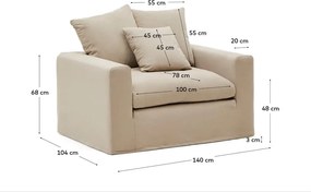 Bézs len fotel Nora – Kave Home