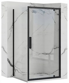 Rea Rapid Swing, sarokzuhanykabin 80 (ajtó) x 80 (fal) x 195 cm, 6mm átlátszó üveg, fekete profil, KPL-009922