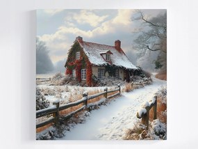 Vászonkép Canvas Téli Táj Házikó Falu Hó Tél 80x80