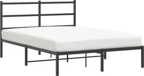 vidaXL fekete fém ágykeret fejtámlával 140 x 190 cm