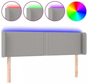 világosszürke szövet LED-es fejtámla 147 x 16 x 78/88 cm