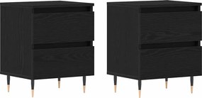 vidaXL Éjjeliszekrény 2 pcs Fekete tölgy 40 x 35 x 50 cm Faanyag