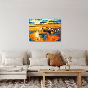 Kép - Hajó naplementekor (üvegen) (70x50 cm)