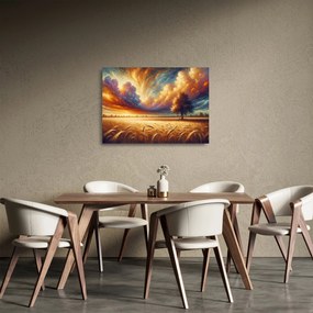 Üveg kép – Fa a mezőn (70x50 cm)
