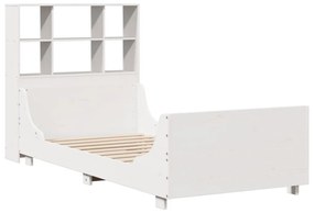 fehér tömör fa könyvespolcos ágy matrac nélkül 90 x 190 cm