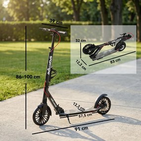 SPORTNOW City Roller, állítható magasságú és összecsukható, ABEC-7 golyóscsapágyakkal, fekete