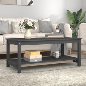 Szürke tömör fenyőfa dohányzóasztal 110 x 55 x 45 cm