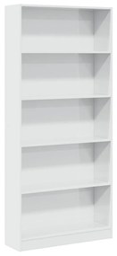 magasfényű fehér szerelt fa könyvespolc 80 x 24 x 176 cm