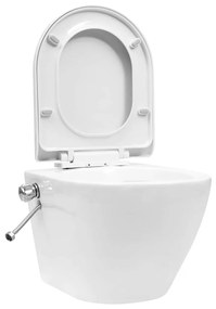 Fehér kerámia falra szerelhető perem nélküli WC tartály