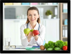Poszterek keretben 40x30 Dietetikus hölgy almával
