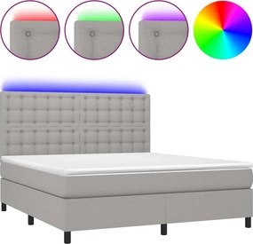 vidaXL világosszürke szövet rugós és LED-es ágy matraccal 160x200 cm