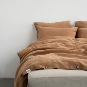 Barna kétszemélyes hosszabbított len ágyneműhuzat 200x220 cm – Linen Tales