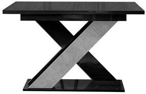 Asztal Goodyear 117Beton, Fényes fekete, 75x90x120cm, Hosszabbíthatóság, Laminált forgácslap, Laminált forgácslap
