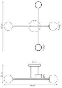 Felületre szerelhető csillár HOLON 2xG9/8W/230V + 2xGX53/12W fekete
