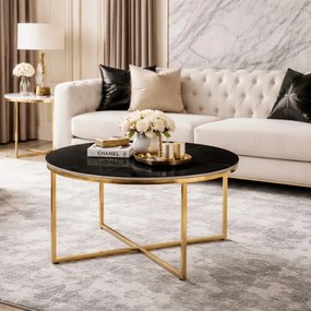 Kerámia asztal fekete márvány matt/arany színben MARINE