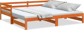 vidaXL viaszbarna tömör fenyőfa kihúzható kanapéágy 80 x 200 cm