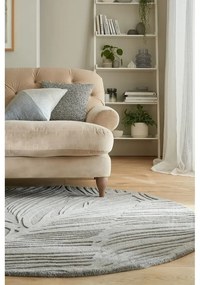 Szürke gyapjú kerek szőnyeg ø 160 cm Leaf - Flair Rugs