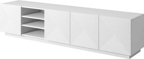 Asha fali TV-szekrény 200 cm, polccal - matt fehér