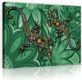 Vászonkép 70x50 Színes Gyíkok Stílus és Dekoráció az élettel teli nappaliba