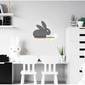 LED gyerekszoba falilámpa polccal RABBIT LED/4W/230V szürke/fehér/fa