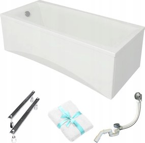 Virgo téglalap alakú akril kád 180x80 fehér burkolat kézi lábszifon