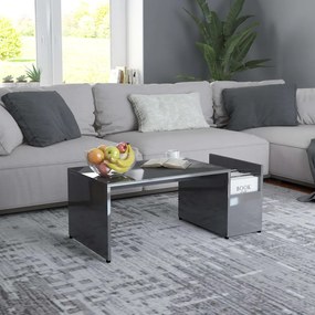 Magasfényű szürke szerelt fa dohányzóasztal 90 x 45 x 35 cm