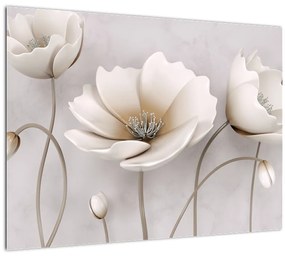 Fehér virágok képe (üvegen) (70x50 cm)