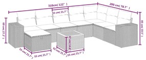9 részes szürke polyrattan kerti ülőgarnitúra párnákkal