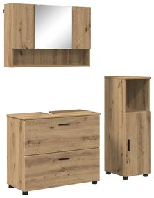 Fürdőszoba bútor szett 3 pcs kézműves tölgy 76.5 x 35 x 64 cm