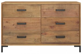barna tömör újrahasznosított fenyőfa tálalószekrény 110x35x70cm