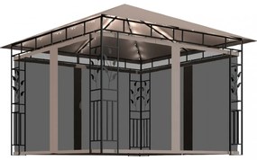 vidaXL tópszínű pavilon szúnyoghálóval/LED fényfüzérrel 3 x 3 x 2,73 m