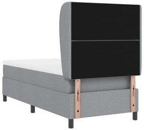 Boxspring Ágy Matracal - Világosszürke, 90x200 cm, Szövet