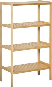 HOMCOM 4-szintes bambusz polc - Iroda, tárolás, könyvespolc, konyhapolc, fürdőszoba polc, nappali, hálószoba - Természetes bambusz 62 x 33 x 112 cm |