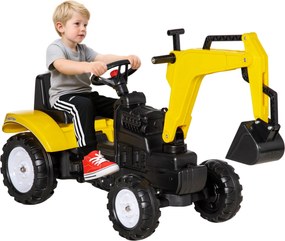 HOMCOM Pedál Traktor Gyerekeknek 3+ Éveseknek, Kerekes Kotrós Tractor, Első Lapáttal és Síppal, 35 kg Teherbírás, Kültéri Gyerek Tractor 107x42x71 cm