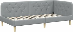 vidaXL Sarokágy keret fejtámlával Világosszürke 100 x 200 cm szövet