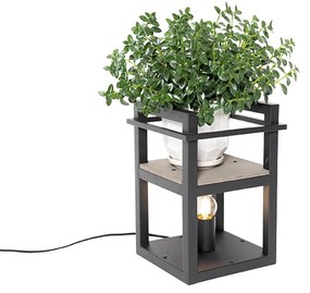 Ipari asztali lámpa fekete fával - Cage Rack