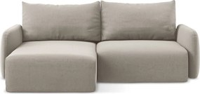 Szürkésbarna bársony kinyitható-tárolóhelyes sarokkanapé (bal oldali-heverő résszel) Kalena – Makamii