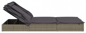2 személyes szürke polyrattan napágy tetővel 213 x 118 x 97 cm