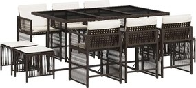 vidaXL 11 részes barna polyrattan kerti ülőgarnitúra párnákkal