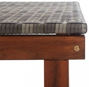 szürke polyrattan és tömör akácfa napozóágy