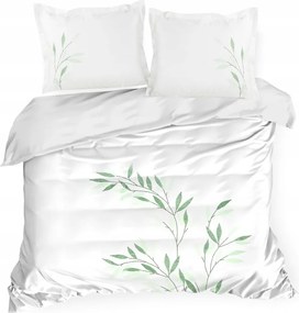 Szatén ágyneműhuzat Hímzés 160x200 Eurofirany fehér hímzett zöld gallyak