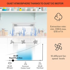 Klarstein Royal Flush Eco, páraelszívó, 60 cm, 576 m³/ó, A+