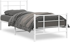 vidaXL fehér fém ágykeret fej- és lábtámlával 90 x 190 cm