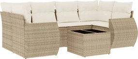 vidaXL 7 részes bézs polyrattan kerti ülőgarnitúra párnákkal