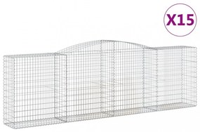 vidaXL 15 db íves horganyzott vas gabion kosár 400x50x120/140 cm