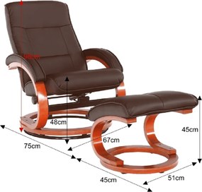 Relaxáló állítható fotel, sötétbarna, RYAN