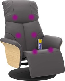 vidaXL szürke műbőr dönthető masszázsfotel lábtartóval