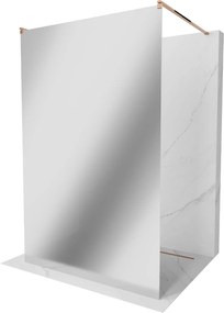 Mexen Kioto, átmenő zuhany paraván 100 x 200 cm, 8mm-es üvegmintás tükör, 2x rózsaszín arany stabilizáló távtartó, 800-100-002-60-50